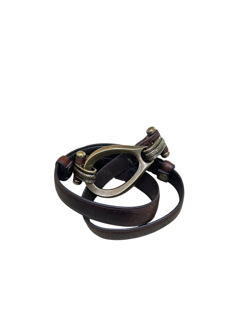 Unbranded adjustable genuine leather Brown belt Brass Hook buckle small/medium